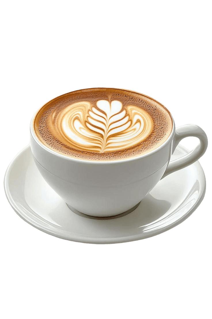Enji's signature ceramic latte mug with latte art